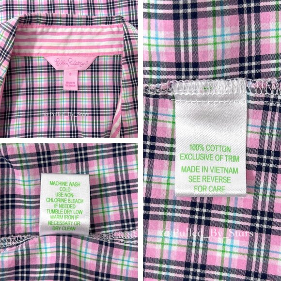 LILLY PULITZER Multicolor Plaid Long-Sleeve Ruffle Button-Front Shirt - Size 8 - Picture 16 of 16